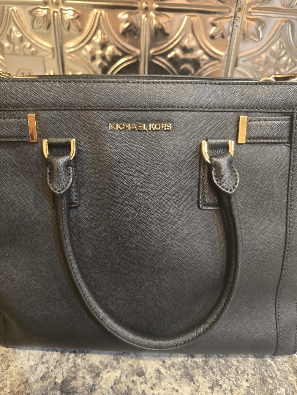 Michael Kors Dillon Saffiano Leather Satchel With Gold Hardware - Picture 2 of 8